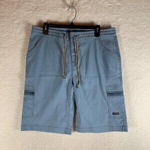 Athleta Mens Blue Nylon Stretch Drawstring Bermuda Cargo Board Shorts Large 9326